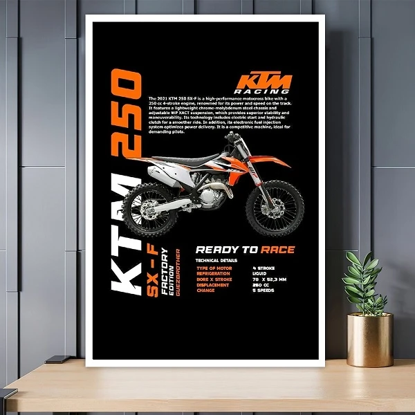 تابلو بکلیت طرح موتور KTM 250 مدل W-S10769 فریم سفید