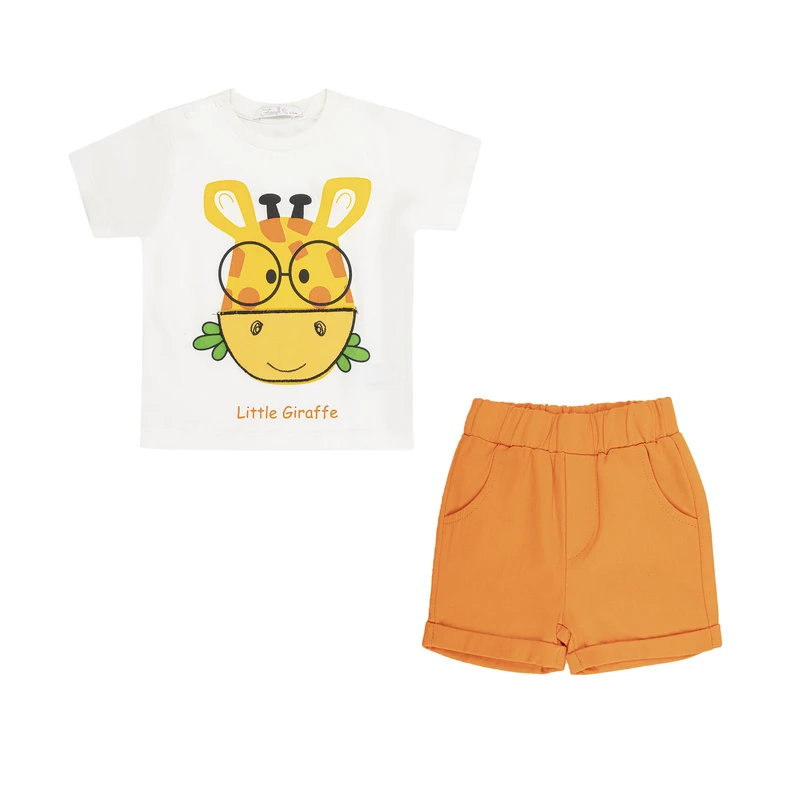 ست تی شرت و شلوارک پسرانه فیورلا مدل زرافه ی باهوش کد 25033