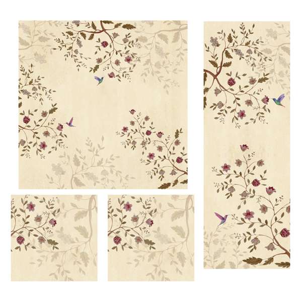 ست رومیزی 4 تکه طرح گنجشگی کد Tr514DR4