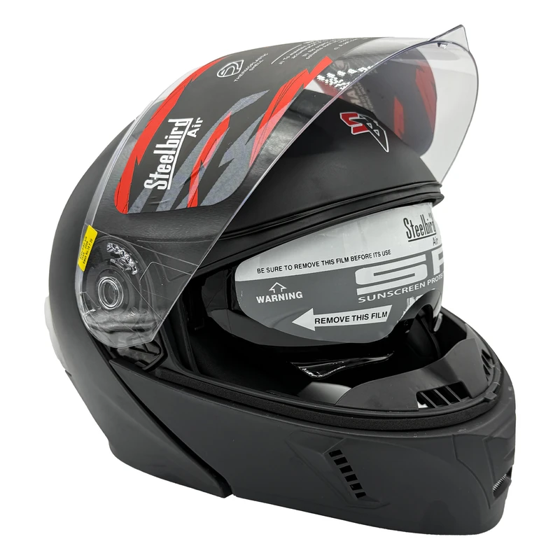 عکس شماره 11 : کلاه کاسکت فک-متحرک استیل برد مدل sb20 matt به همراه طلق دودی