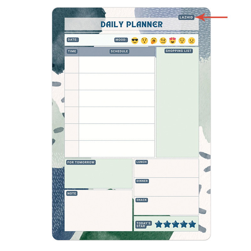 تخته وایت برد لاژید طرح پلنر روزانه مدل آهنربایی سایز 20×30 سانتیمتر