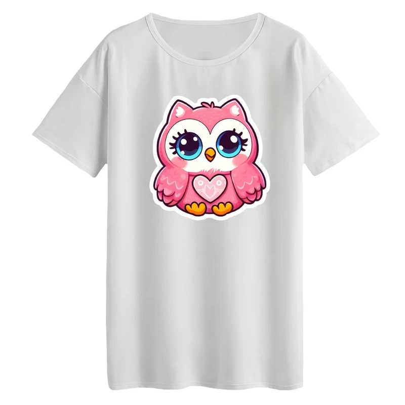 تی‌شرت لانگ آستین کوتاه زنانه مدل جغد کد 02