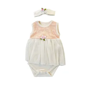 ست پیراهن و هدبند نوزادی مدل سلین