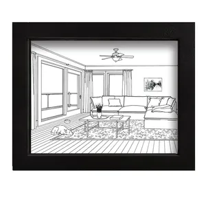تابلو نوری طرح اتاق نشیمن فریم مشکی