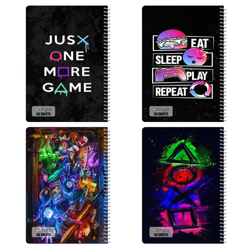 دفتر نقاشي 50 برگ کارنيکا طرح گیم لاور Game Lover کد 32791 مجموعه 4 عددی