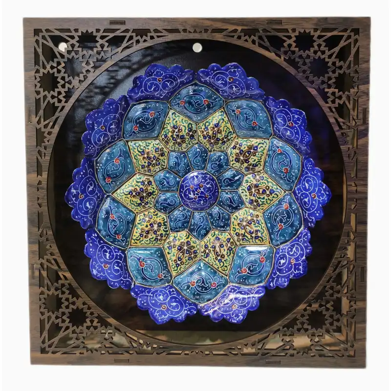 بشقاب میناکاری مدل اسلیمی کد 06