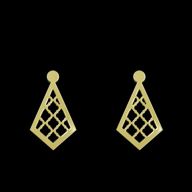 گوشواره طلا 18 عیار زنانه مدوپد مدل لوزی کد GA1-11337