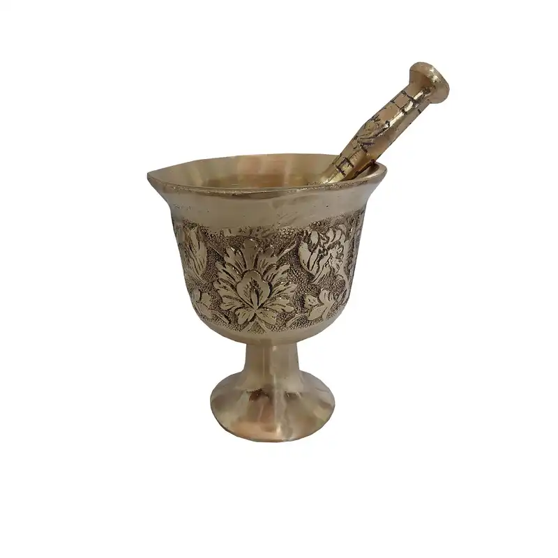 هاون برنجی مدل پایدار طرح قلمزنی کد 256