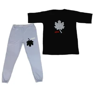 ست تی شرت آستین کوتاه و شلوار زنانه مدل برگ