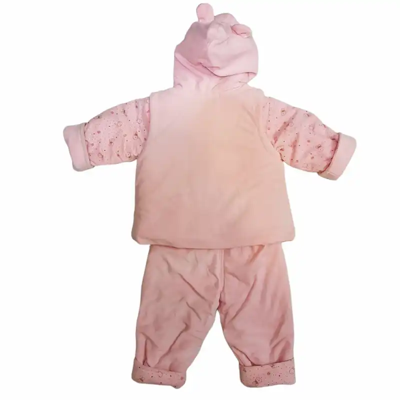 ست کاپشن و شلوار نوزادی مدل ASH404 رنگ صورتی
