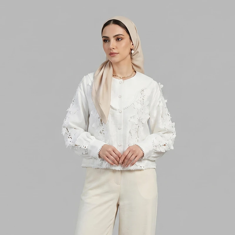 شومیز آستین بلند یقه گرد زنانه مدل 1280-3