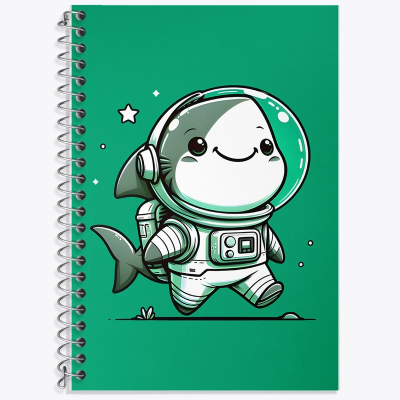 دفتر لغت 50 برگ خندالو طرح کوسه فضانورد کد F7611