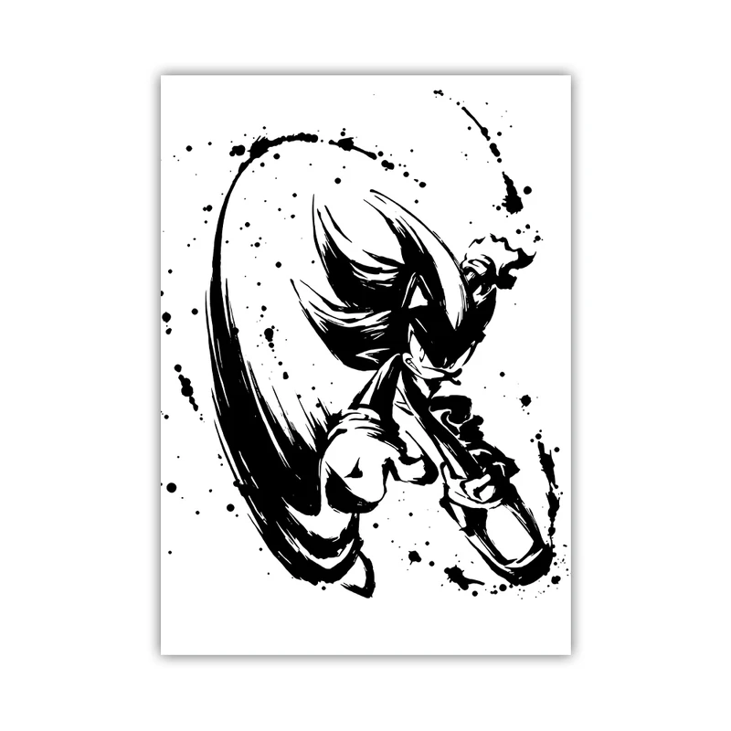 پوستر مدل shadow the hedgehog طرح سیاه قلم ژاپنی