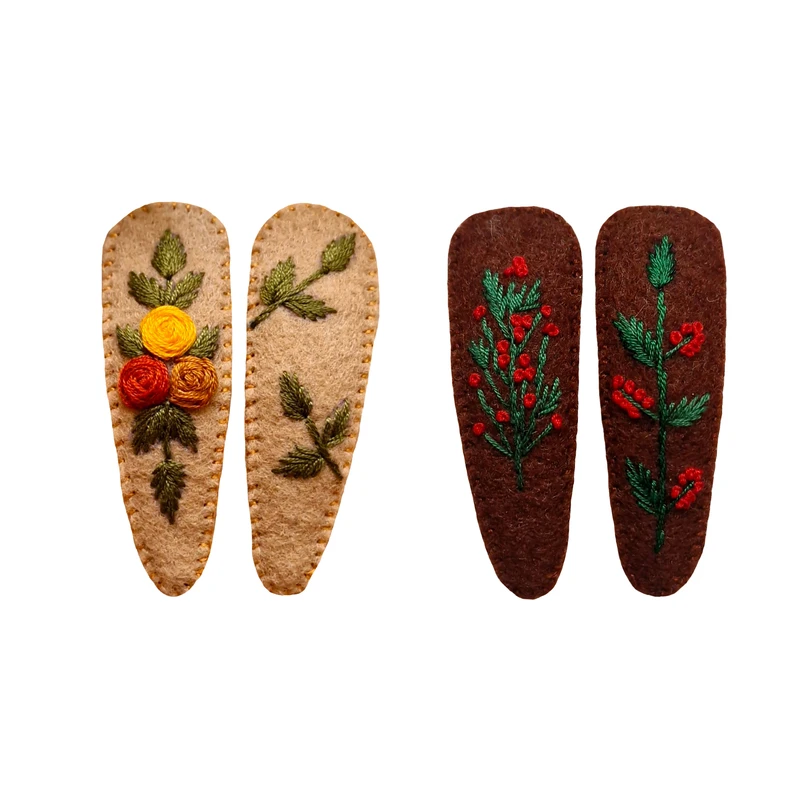 گیره مو زنانه مدل گلدوزی شده بسته چهار عددی