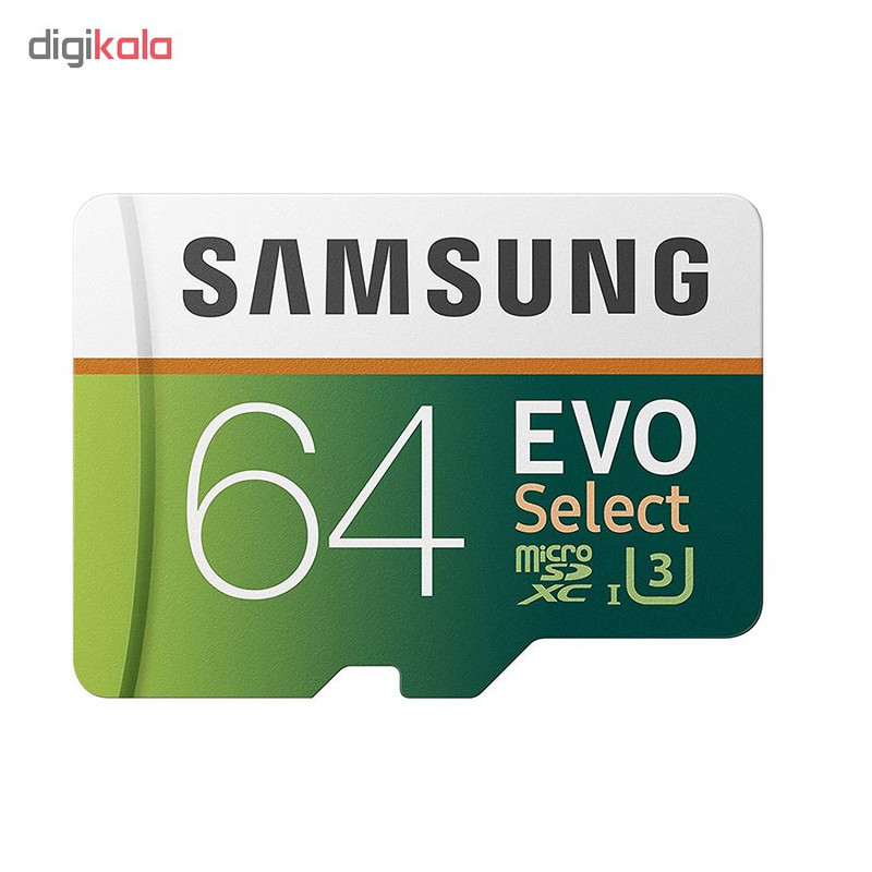کارت حافظه microSDXC سامسونگ مدل Evo Select کلاس 10 استاندارد UHS-I U3 سرعت 100MBps ظرفیت 64 گیگابایت به همراه آداپتور SD
