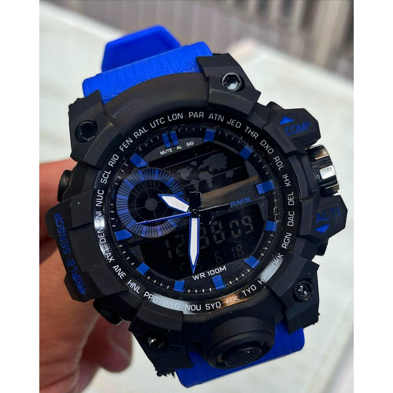 ساعت مچی عقربه ای پسرانه مدل دو زمانه کد S ساعت مچی عقربه ای پسرانه مدل دو زمانه کد S