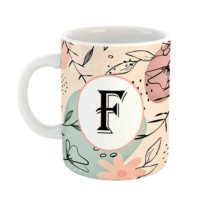 ماگ پادآفرین مدل فانتزی طرح حرف F کد 34