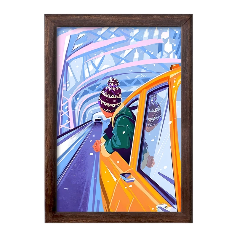 تابلو خندالو طرح گردش در روز برفی کد F7367