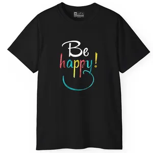 تی شرت آستین کوتاه مردانه پاد آفرین مدل اسپرت طرح متن دار be happy کد 1157