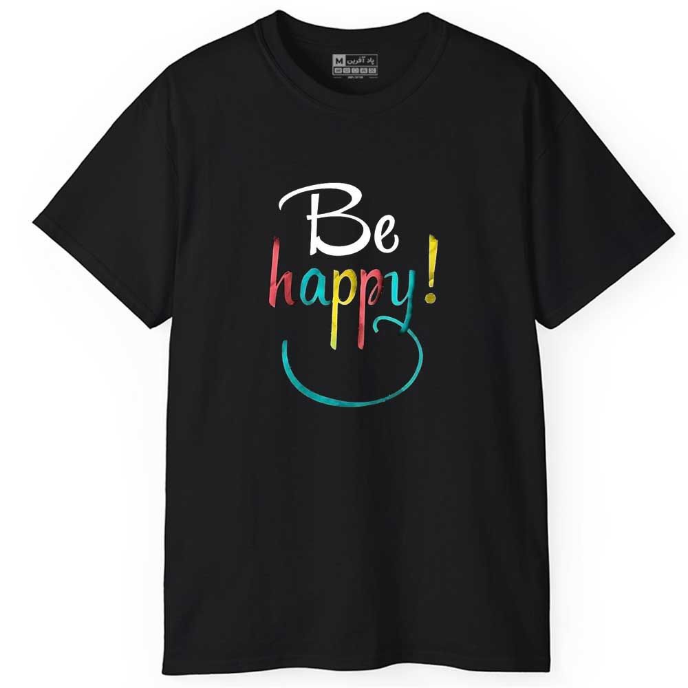تی شرت آستین کوتاه مردانه پاد آفرین مدل اسپرت طرح متن دار be happy کد 1157 -  - 1