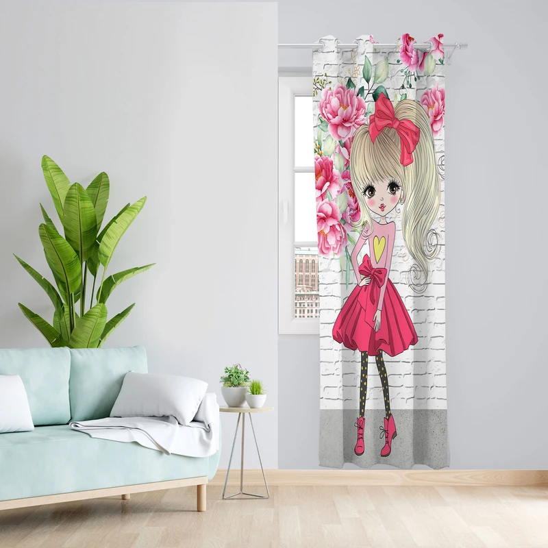  پرده مدل دخترانه مخمل پانچی کد 4737 سایز 140x200 سانتی متر