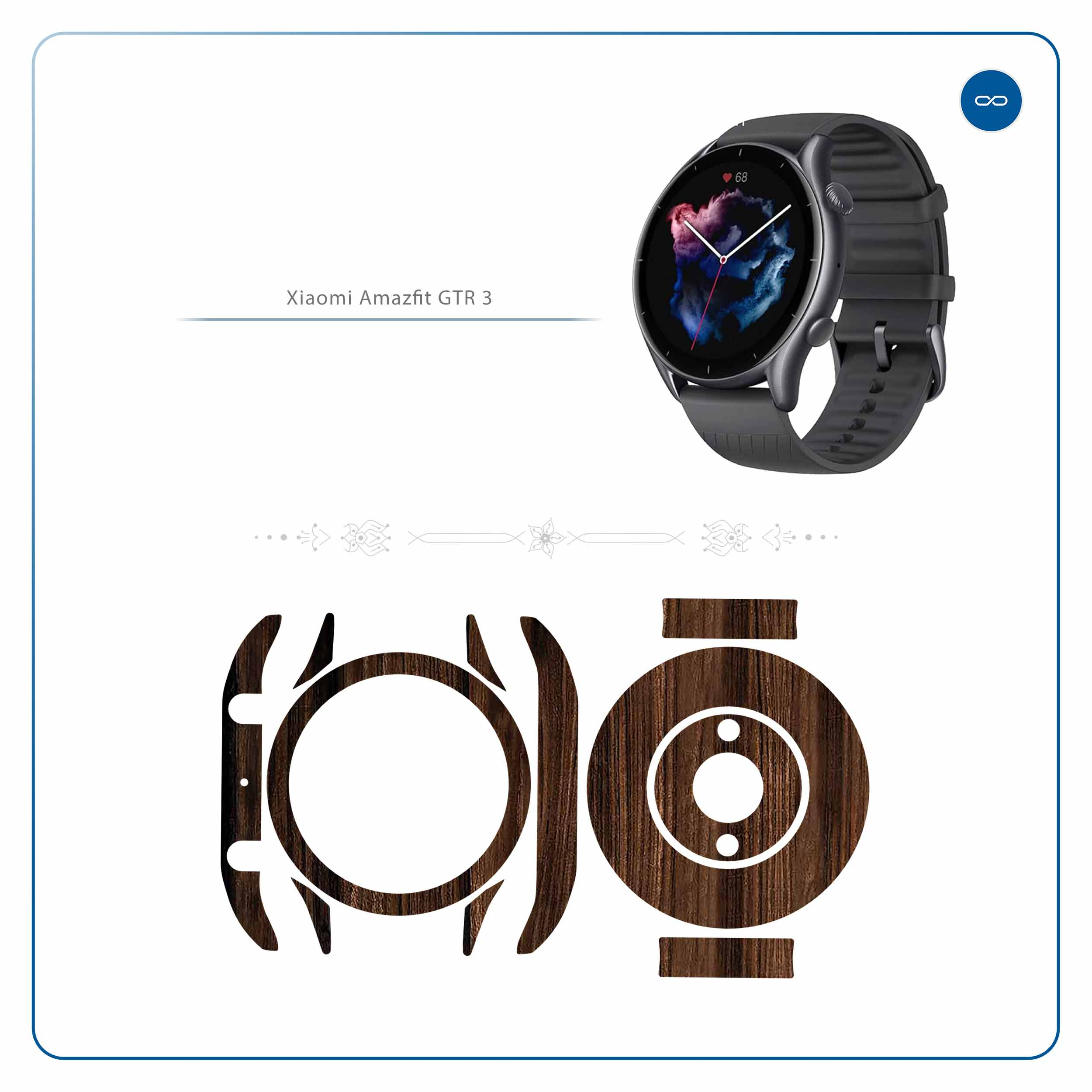 برچسب ماهوت طرح Dark-Walnut-Wood مناسب برای ساعت هوشمند آمازفیت GTR 3