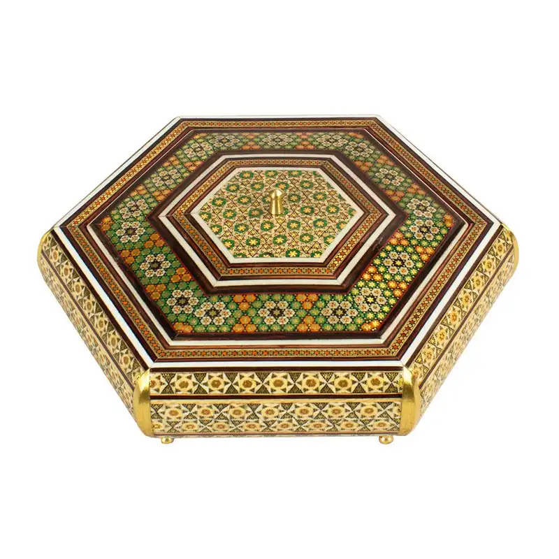 شکلات خوری خاتم کاری طرح شش گوش کد 06