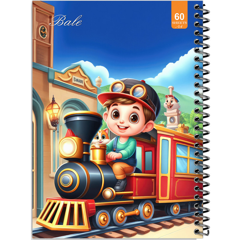 دفتر نقاشی 60 برگ انتشارات بله طرح فانتزی پسرانه راننده قطار کد A4-O442