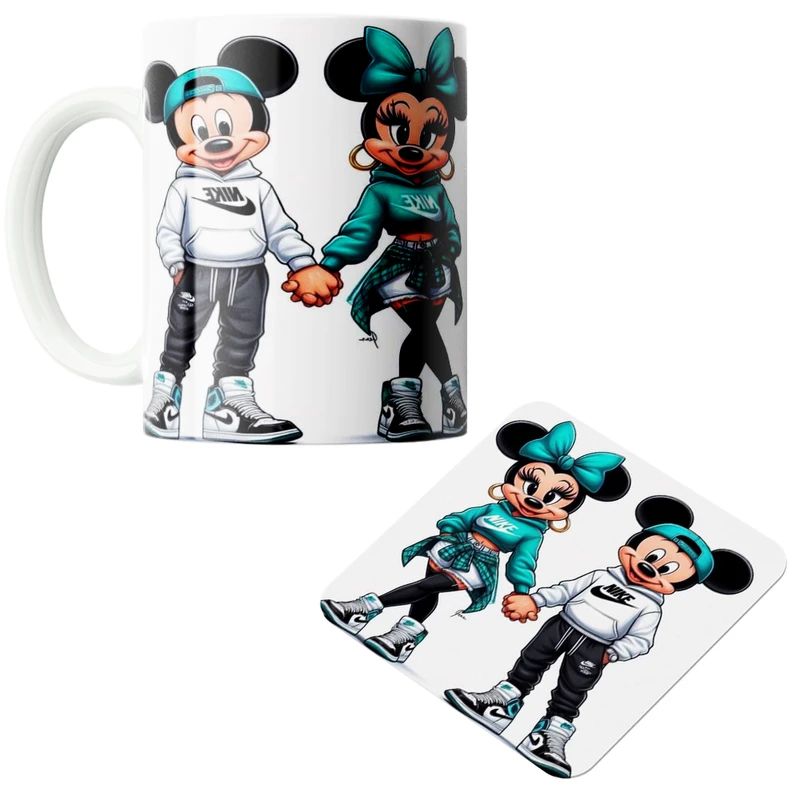 ماگ پاد آفرین مدل میکی موس کد 06 به همراه زیر لیوانی