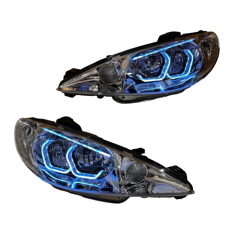 چراغ جلو اسپرت خودرو گروه پژوهش صنعت مدرن مدل 3D-Hexa-W مناسب برای پژو 206 بسته دو عددی