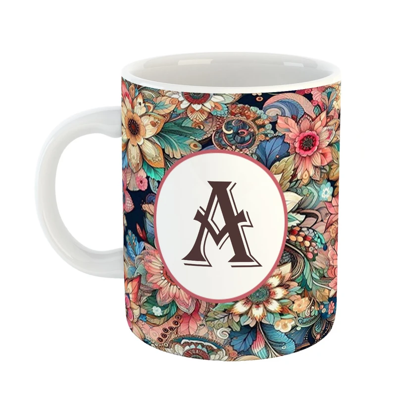 ماگ پادآفرین مدل فانتزی طرح حرف A کد 40