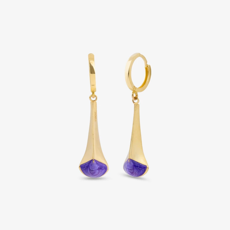 گوشواره آویز طلا 18 عیار زنانه گلدم مدل E253006
