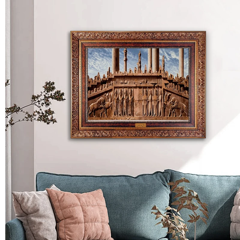 تابلو فرش ماشینی نقش نگار رضوی طرح آثار باستانی کد 536C