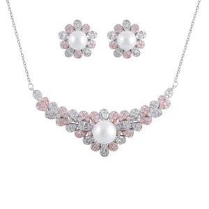 نیم ست نقره زنانه مدل گل کد M3145