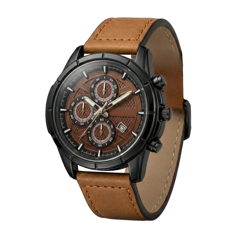 ساعت مچی عقربه‌ای کوارتز مردانه مدل اسپرت کلاسیک تک موتوره بند چرم قفل مگنتی کد M002