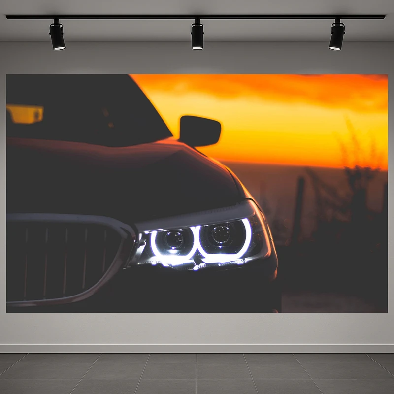 تابلو بوم طرح مخمل بی ام و مدل غروب خورشید کد AR3060217