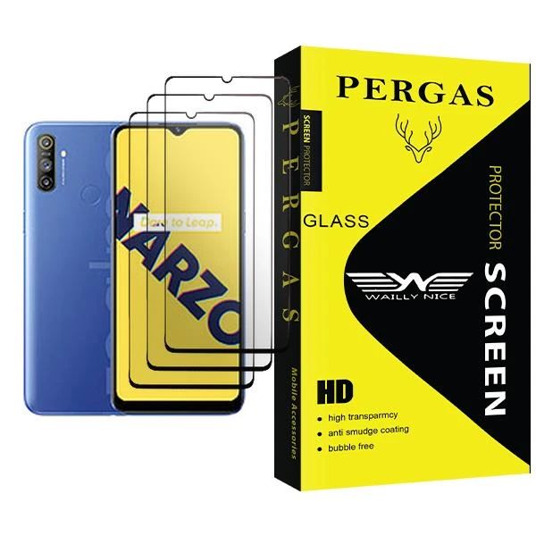 محافظ صفحه نمایش وایلی نایس مدل Pergas Glass MIX003 مناسب برای گوشی موبایل ریلمی Narzo 10A بسته سه عددی