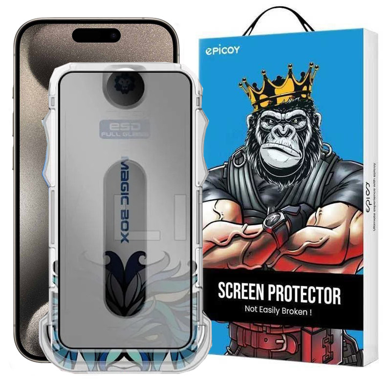 محافظ صفحه نمایش حریم شخصی اپیکوی مدل Lion Privacy Easy Install مناسب برای گوشی موبایل اپل iPhone 15 Pro Max به همراه کیت نصب