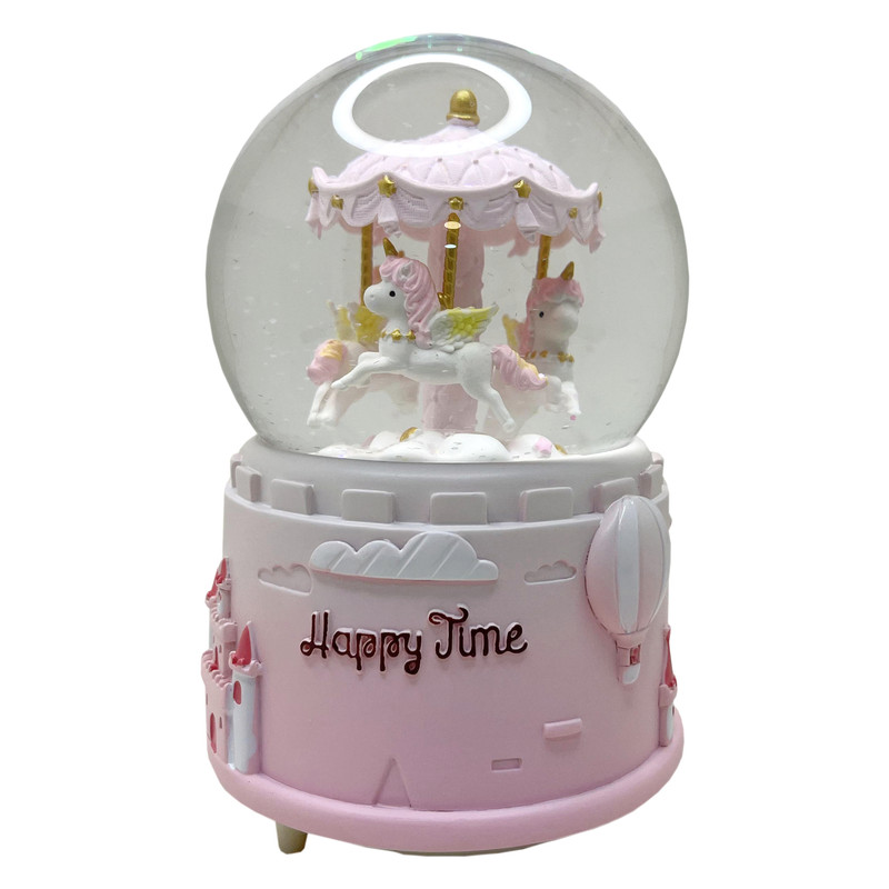 گوی موزیکال مدل پمپی اسب تک شاخ شهربازی طرح Happy Time کد PAB378