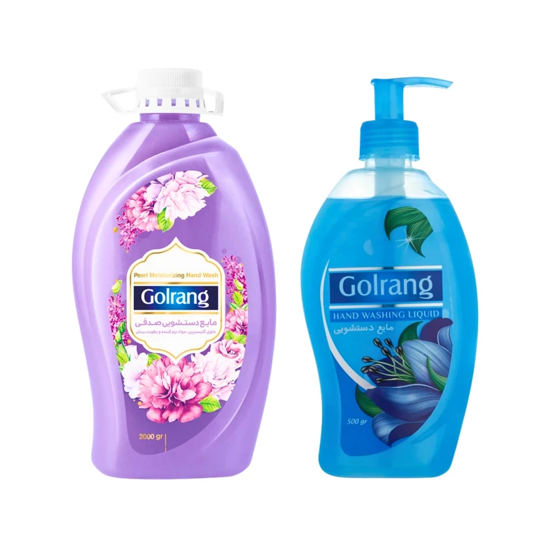 مایع دستشویی صدفی گلرنگ مدل purple وزن 2 کیلوگرم به همراه مایع دستشویی گلرنگ مدل صدفی وزن 500 گرم