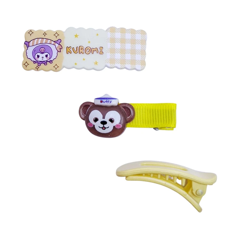 ست گیره و سنجاق مو دخترانه مدل کرومی بسته 3 عددی