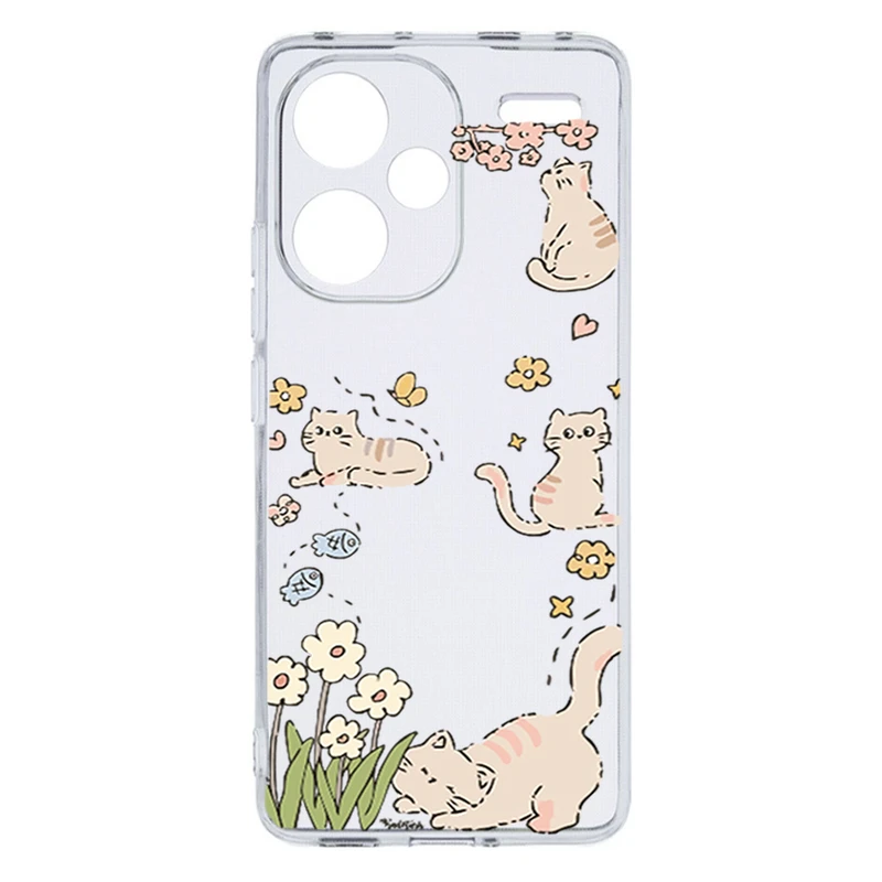 کاور طرح Cat & Flowers مناسب برای گوشی موبایل شیائومی Redmi Note 13 Pro Plus