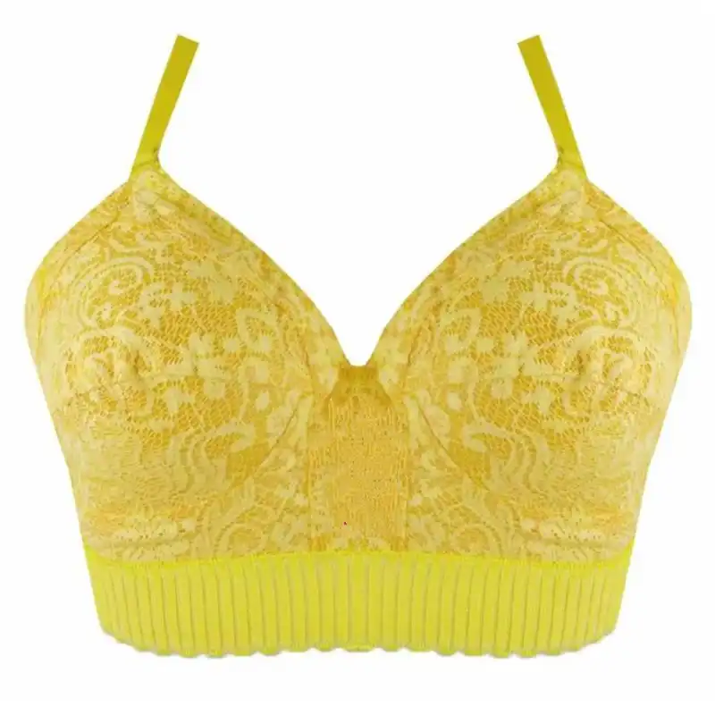 سوتین زنانه مدل کش پهن طرح پامچال رنگ زرد