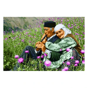 نخ و نقشه تابلوفرش طرح پیرمرد نی زن کد 1788