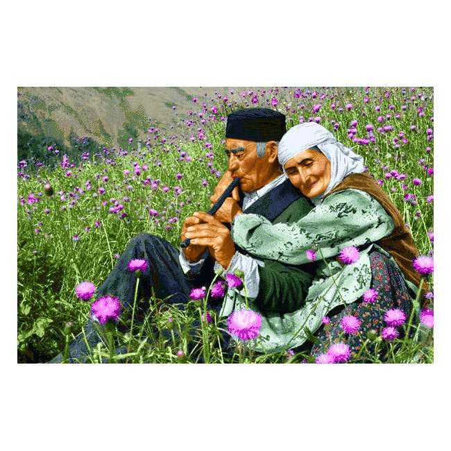 نخ و نقشه تابلوفرش طرح پیرمرد نی زن کد 1788