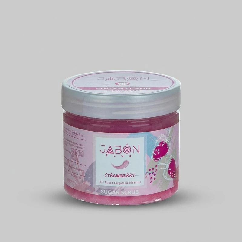 اسکراب شکری لایه بردار پوست ژبن پلاس مدل Strwberry وزن 450 گرم