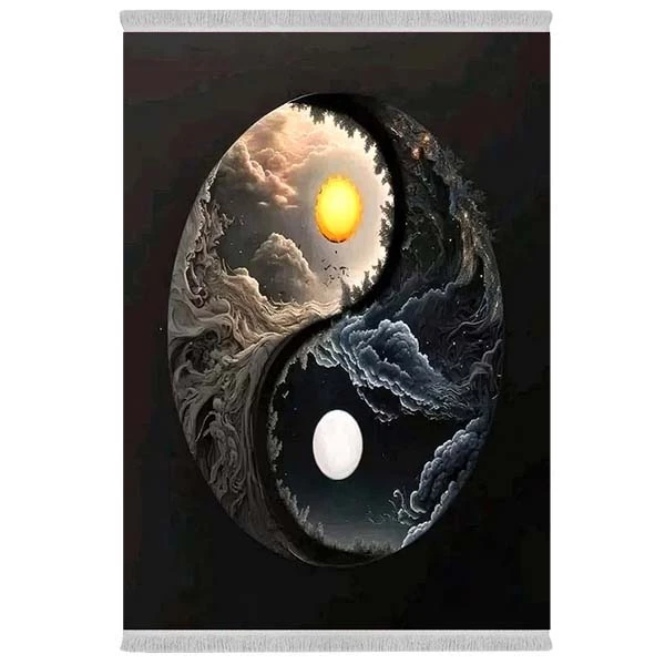 فرش پارچه‌ای دفه مدل فرشینه شانل مخمل طرح فانتزی کد 7122