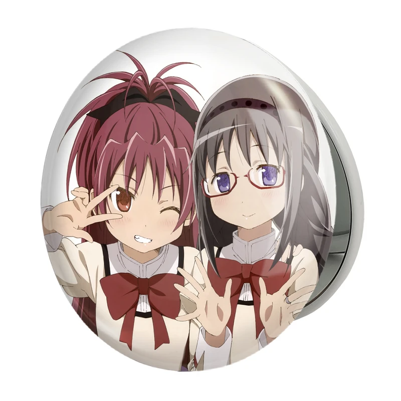 آینه جیبی خندالو طرح همورا و ساکورا انیمه مادوکا مجیکا Madoka Magica مدل تاشو کد 18407 