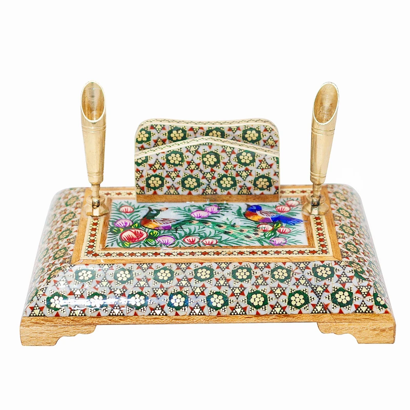 قلمدان خاتم کاری صنایع دستی فاخر مدل اداری کد Gr15p10-1f2 