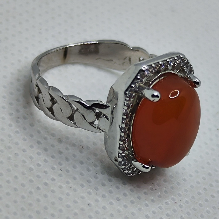 انگشتر نقره زنانه نقره جات بافندگان مدل عقیق یمانی کد 25